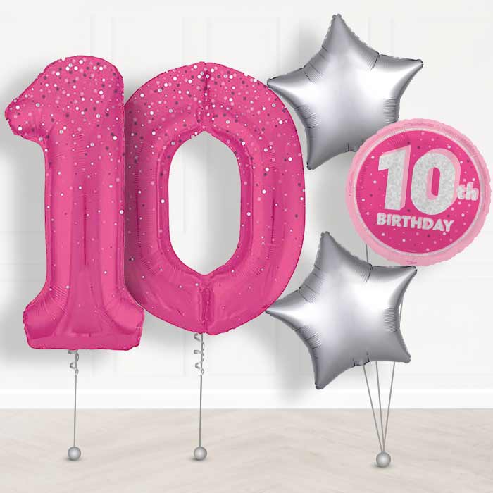 Hot Pink Dots 10th Birthday Balloon in a Box