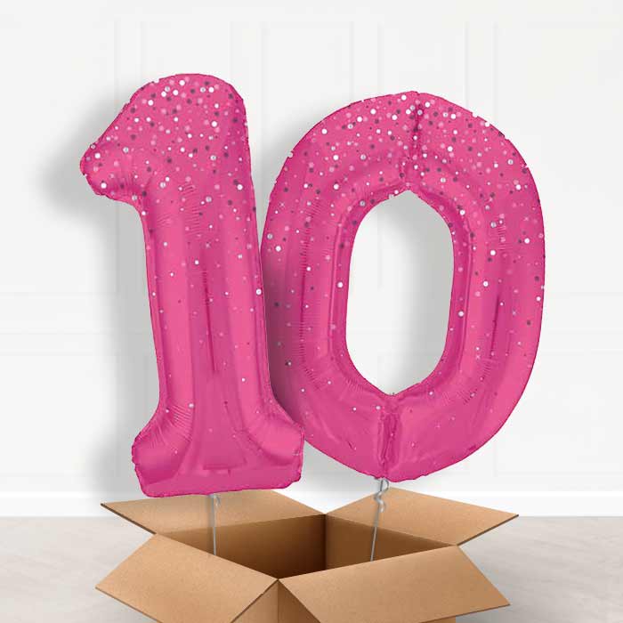 Hot Pink Dots 10th Birthday Balloon in a Box