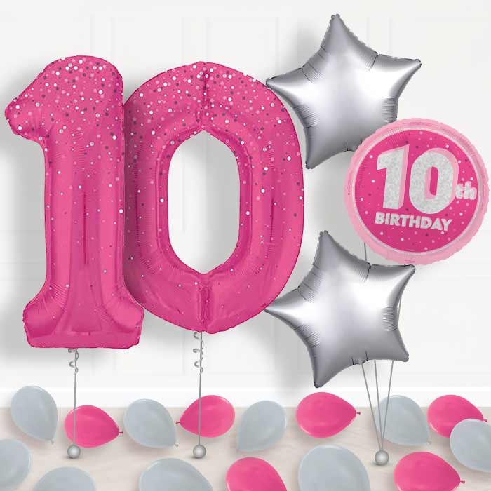 Hot Pink Dots 10th Birthday Balloon in a Box