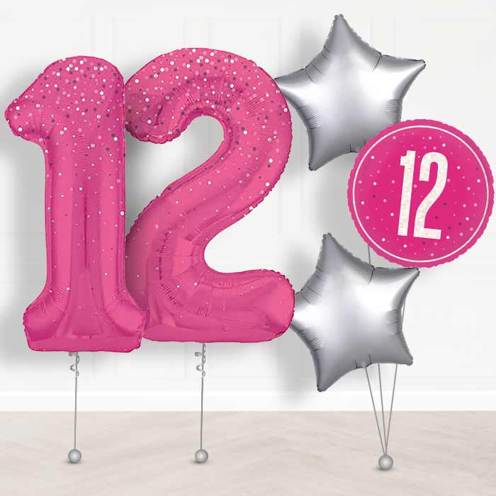 Hot Pink Dots 12th Birthday Balloon in a Box