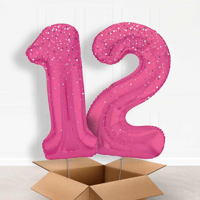 Hot Pink Dots 12th Birthday Balloon in a Box