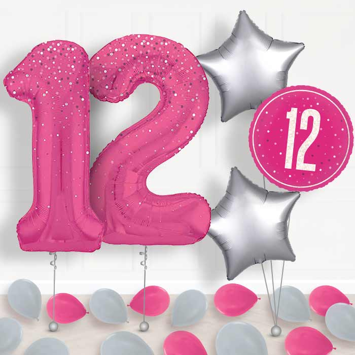 Hot Pink Dots 12th Birthday Balloon in a Box