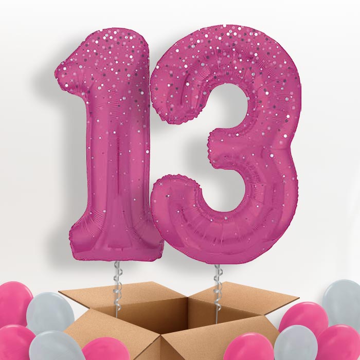 Hot Pink Dots 13 Balloons in a Box