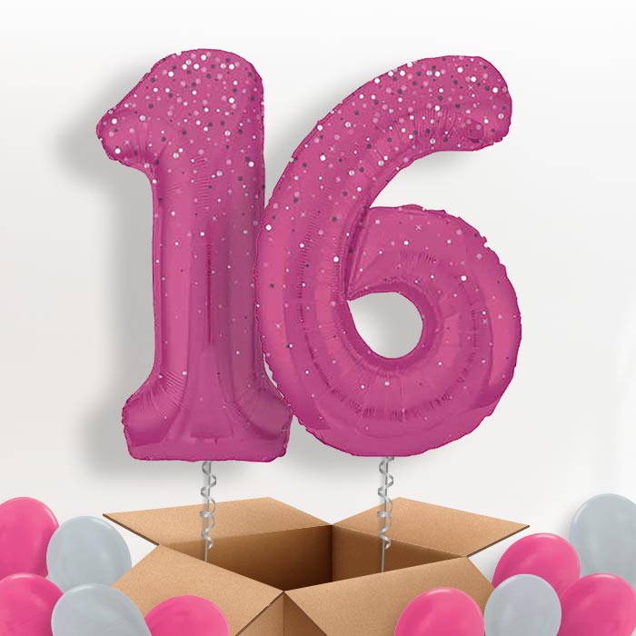 Hot Pink Dots 16 Balloons in a Box