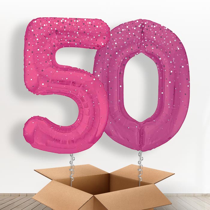 Hot Pink Dots 50 Balloons in a Box