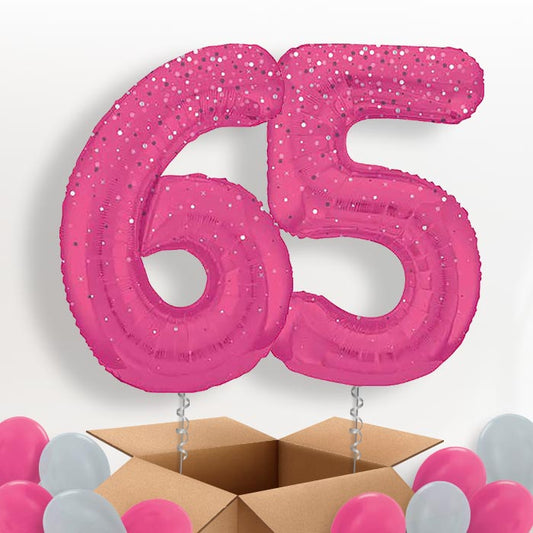 Hot Pink Dots 65 Balloons in a Box