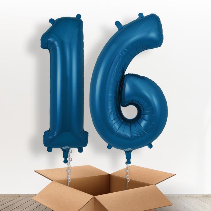 Navy Blue 16 Balloons in a Box