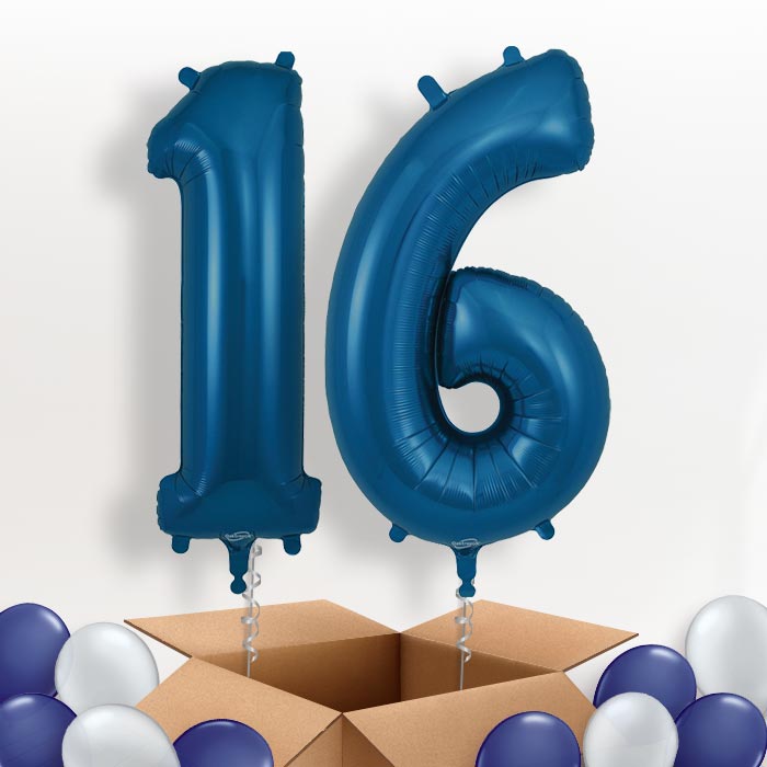 Navy Blue 16 Balloons in a Box