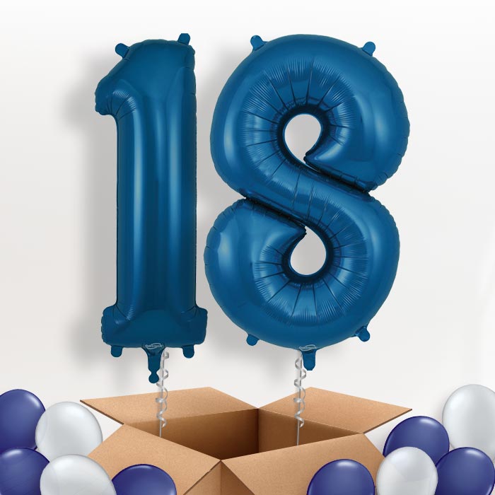 Navy Blue 18 Balloons in a Box