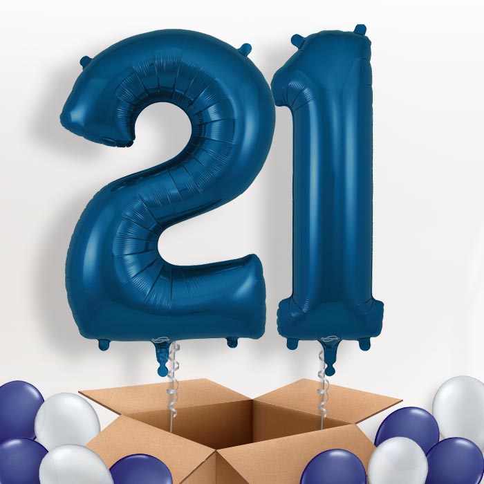 Navy Blue 21 Balloons in a Box