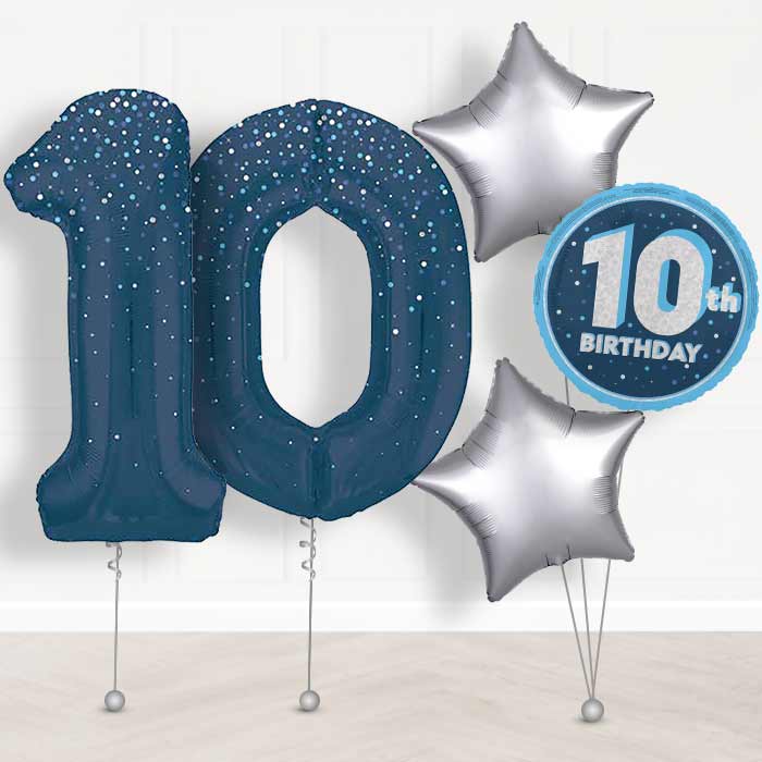 Navy Blue Dots 10th Birthday Balloon in a Box