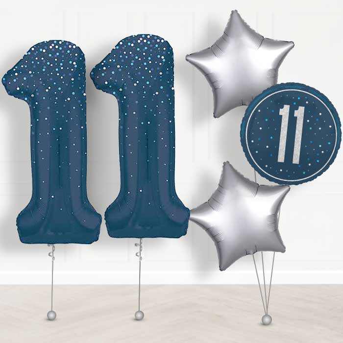 Navy Blue Dots 11th Birthday Balloon in a Box