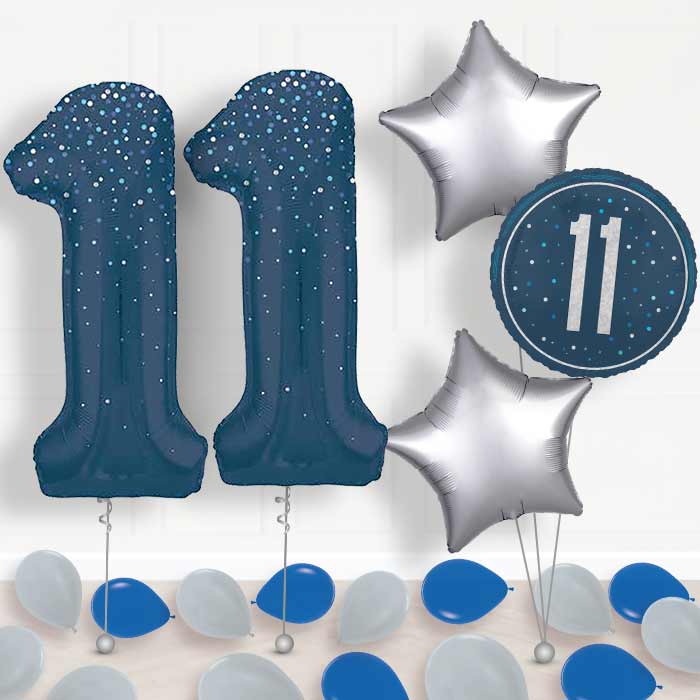 Navy Blue Dots 11th Birthday Balloon in a Box