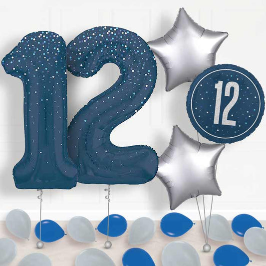 Navy Blue Dots 12th Birthday Balloon in a Box