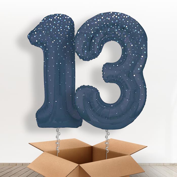 Navy Blue Dots 13 Balloons in a Box