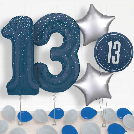 Navy Blue Dots 13th Birthday Balloon in a Box