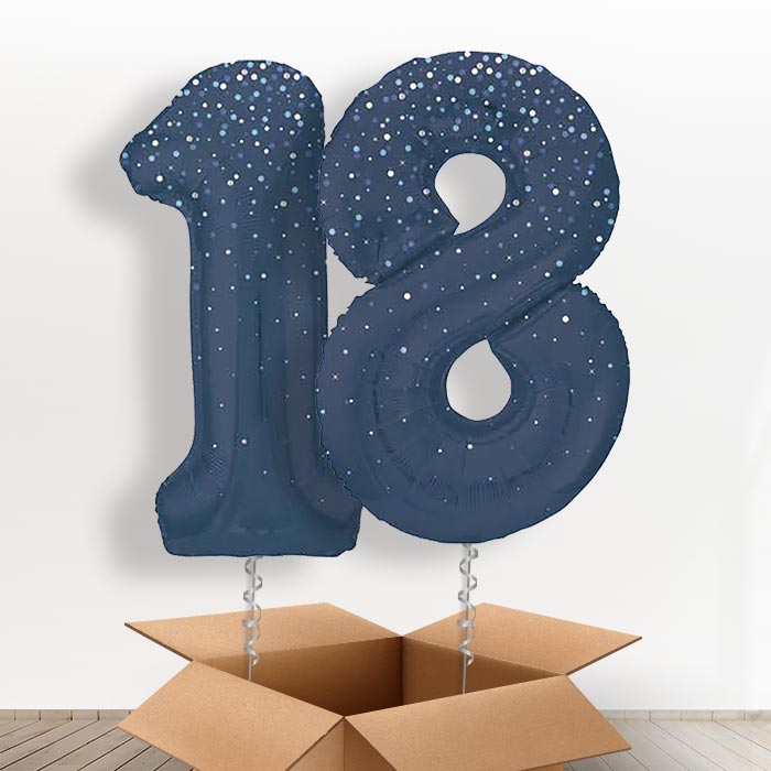 Navy Blue Dots 18 Balloons in a Box