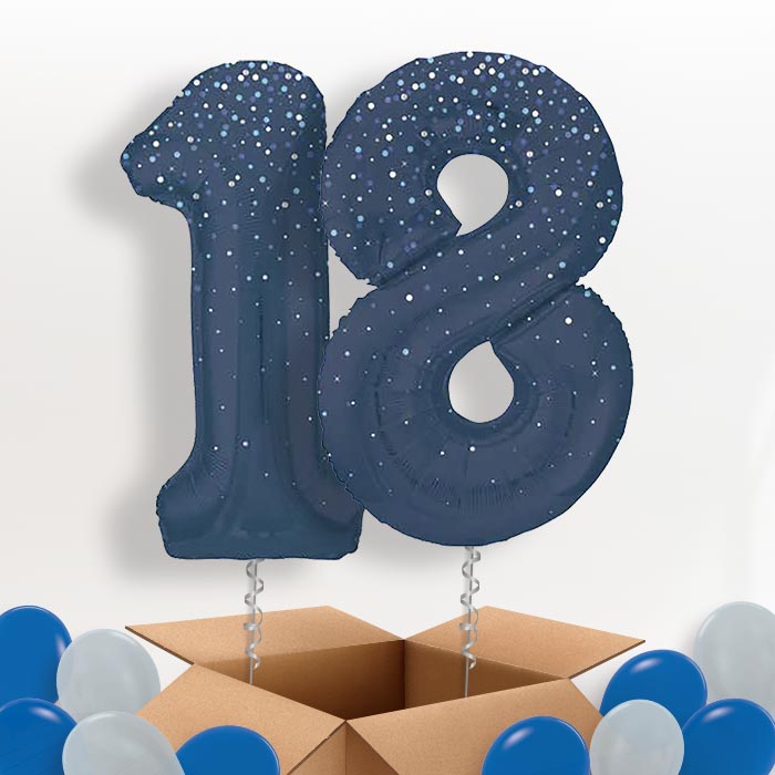 Navy Blue Dots 18 Balloons in a Box