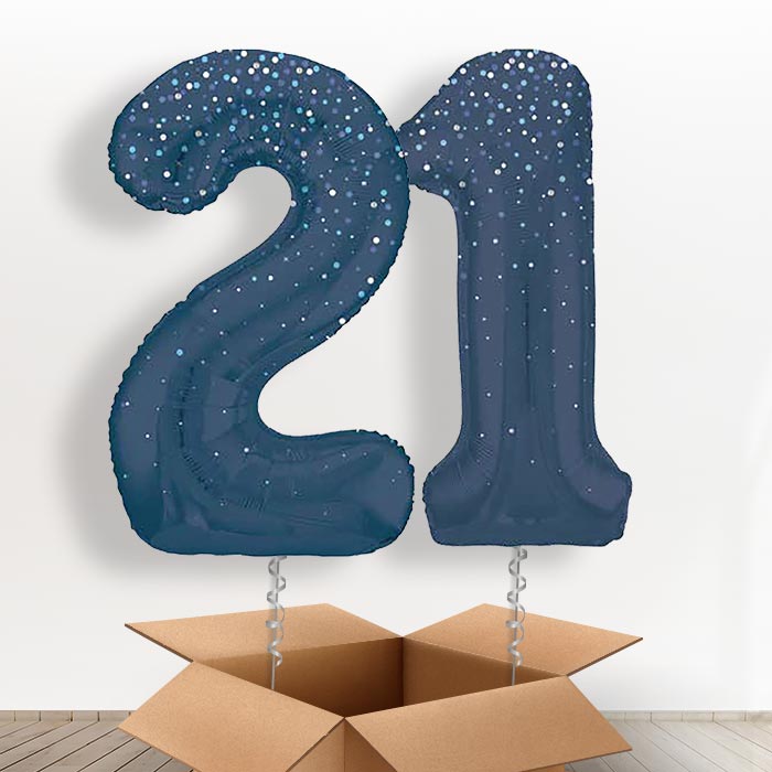 Navy Blue Dots 21 Balloons in a Box