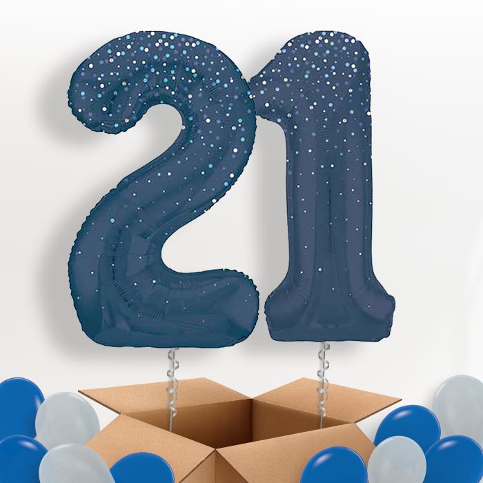 Navy Blue Dots 21 Balloons in a Box