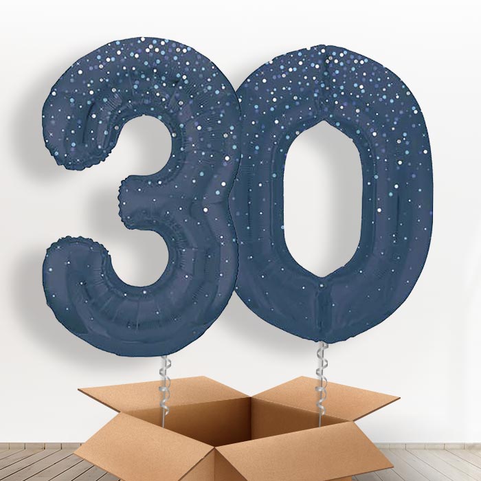 Navy Blue Dots 30 Balloons in a Box