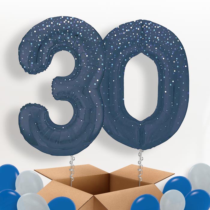 Navy Blue Dots 30 Balloons in a Box