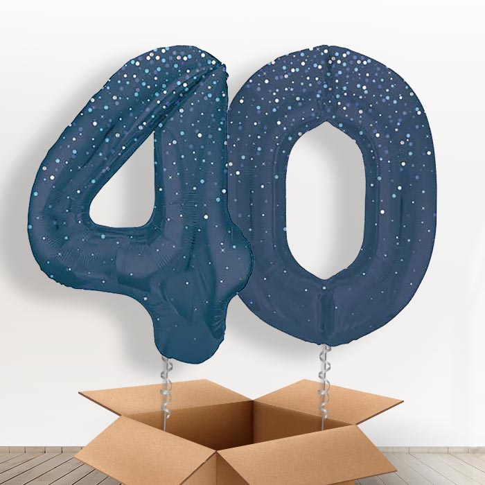 Navy Blue Dots 40 Balloons in a Box