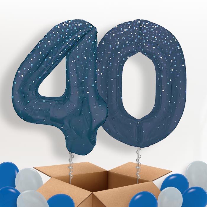 Navy Blue Dots 40 Balloons in a Box