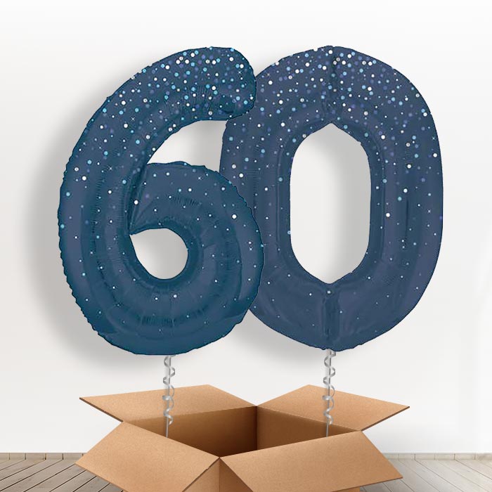 Navy Blue Dots 60 Balloons in a Box