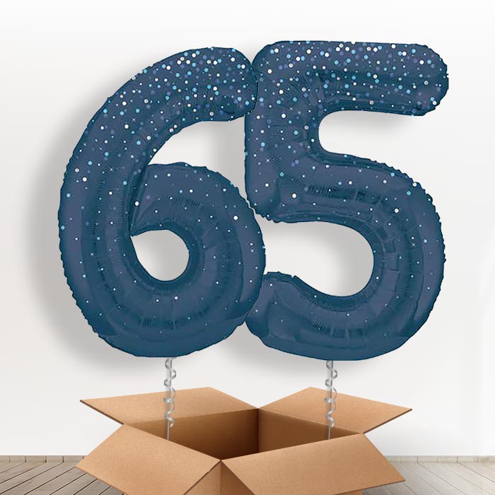 Navy Blue Dots 65 Balloons in a Box