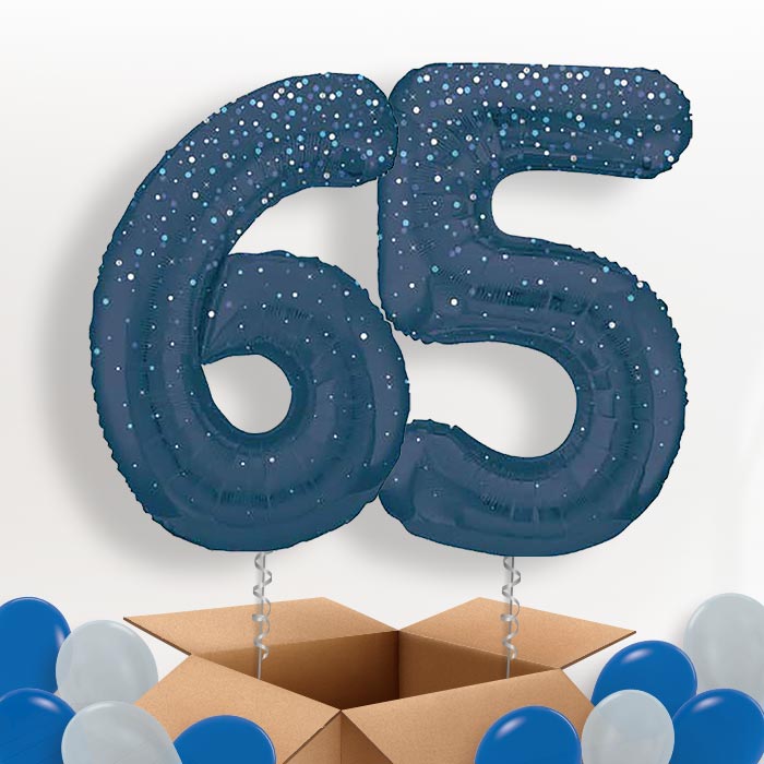 Navy Blue Dots 65 Balloons in a Box