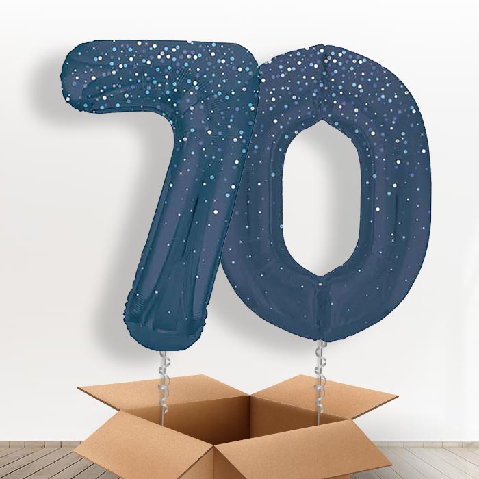 Navy Blue Dots 70 Balloons in a Box