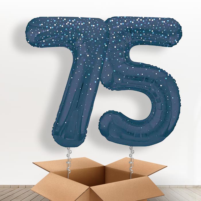 Navy Blue Dots 75 Balloons in a Box