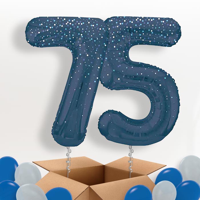 Navy Blue Dots 75 Balloons in a Box