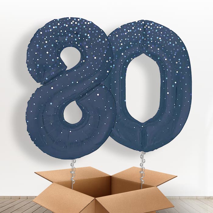 Navy Blue Dots 80 Balloons in a Box