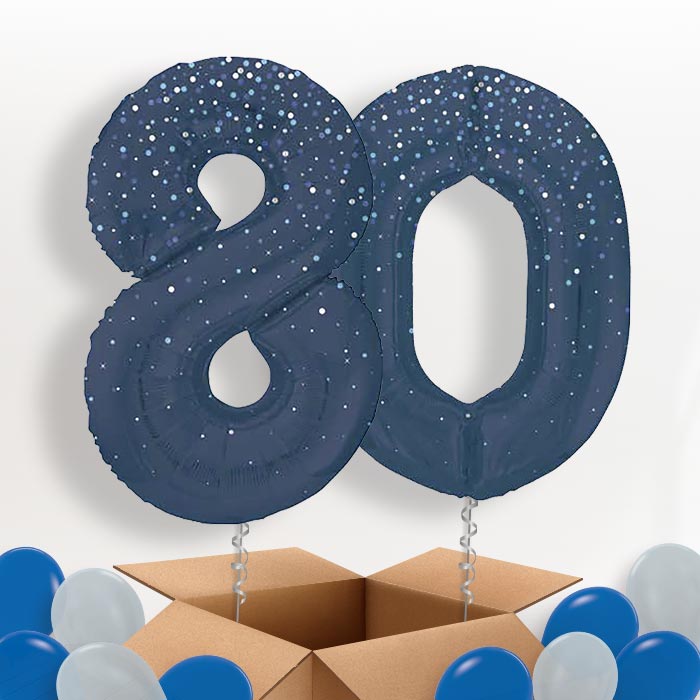 Navy Blue Dots 80 Balloons in a Box