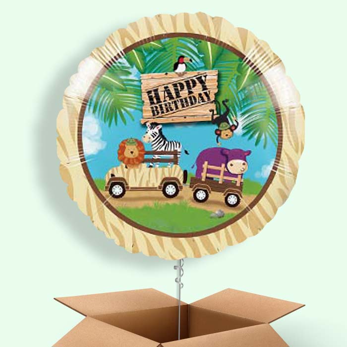 Safari Animal Happy Birthday Balloon in a Box