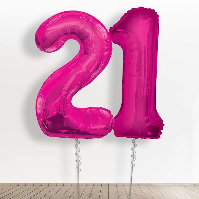 Pink Giant Numbers 21st Birthday Balloon in a Box Gift