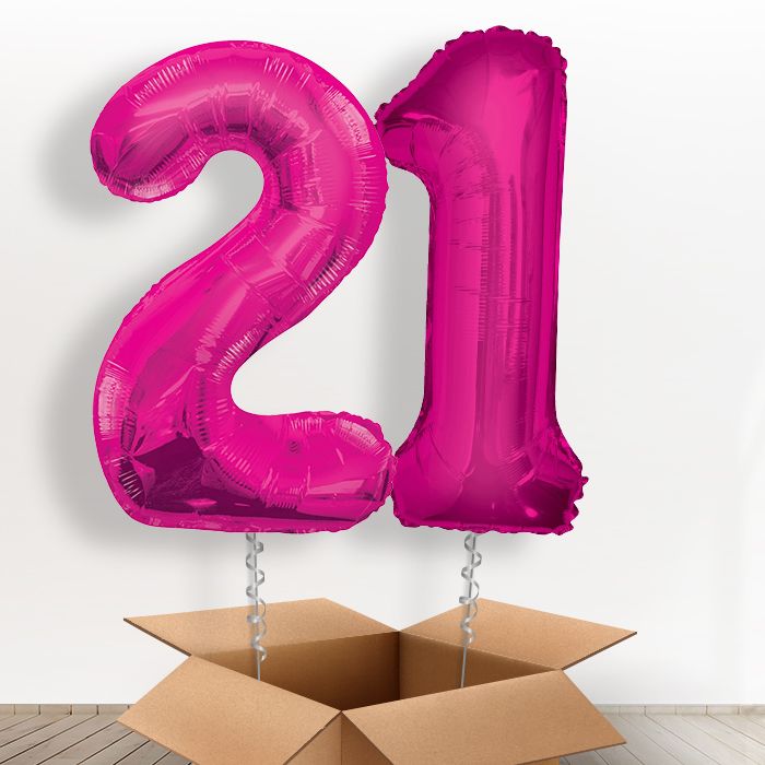 Pink Giant Numbers 21st Birthday Balloon in a Box Gift