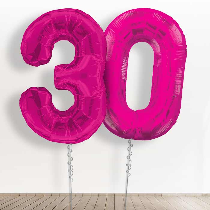 Pink Giant Numbers 30th Birthday Balloon in a Box Gift