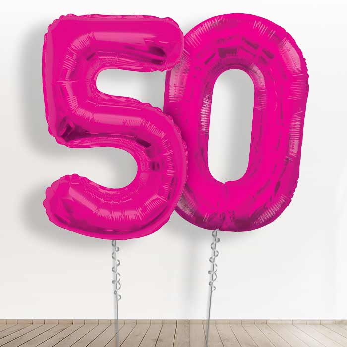 Pink Giant Numbers 50th Birthday Balloon in a Box Gift