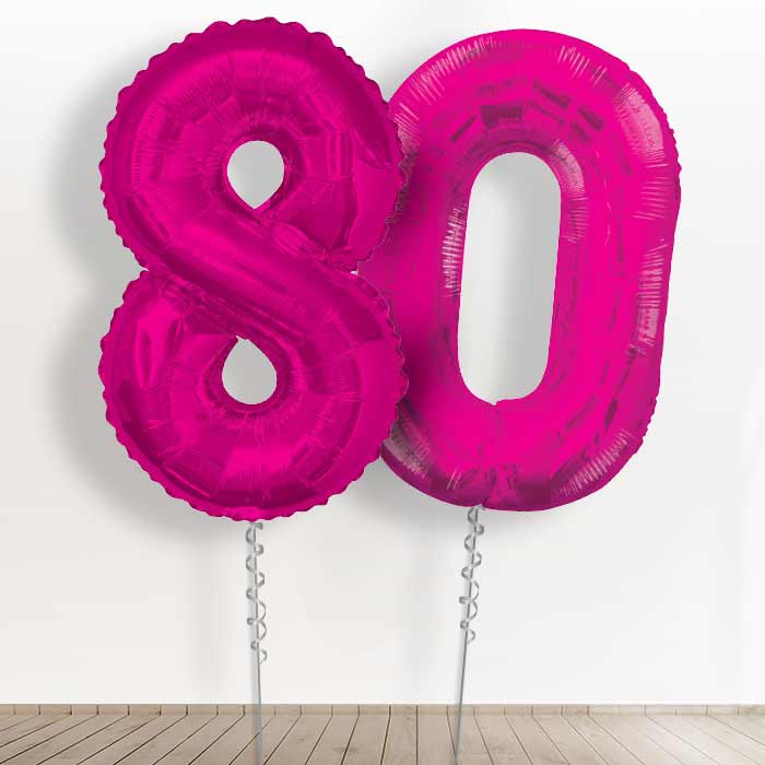 Number 80 Balloons in a Box - Pink