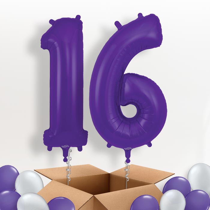 Purple 16 Balloons in a Box