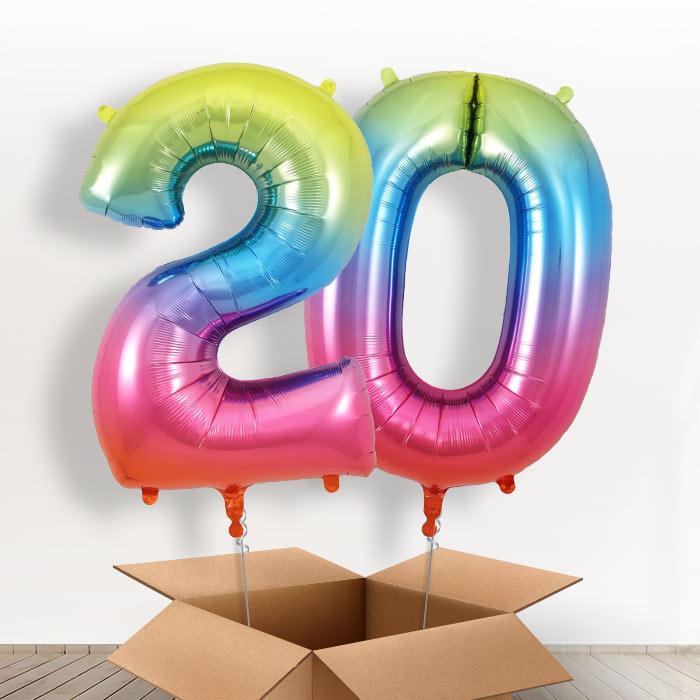 Rainbow Coloured 20 Balloons in a Box