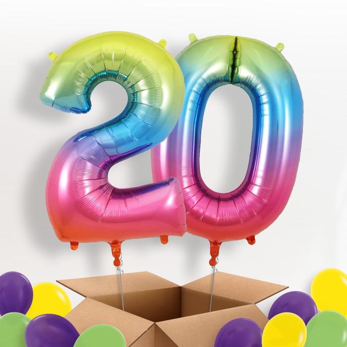 Rainbow Coloured 20 Balloons in a Box