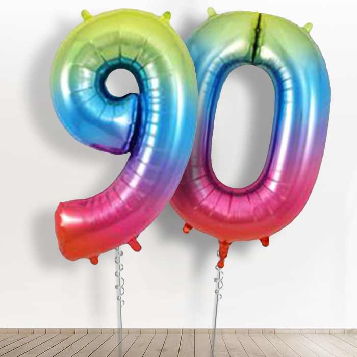 Rainbow 90 Birthday Balloons in a Box