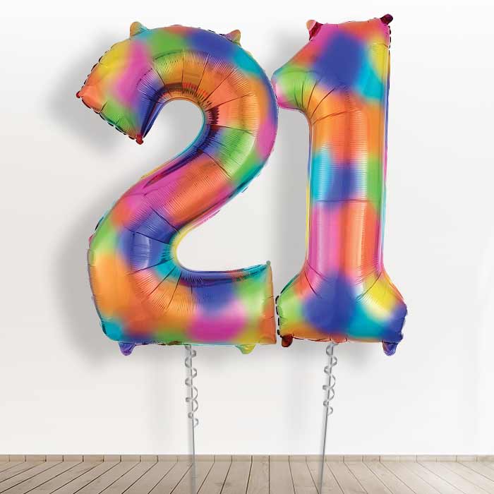 Rainbow Number Balloons 21 Birthday in a Box