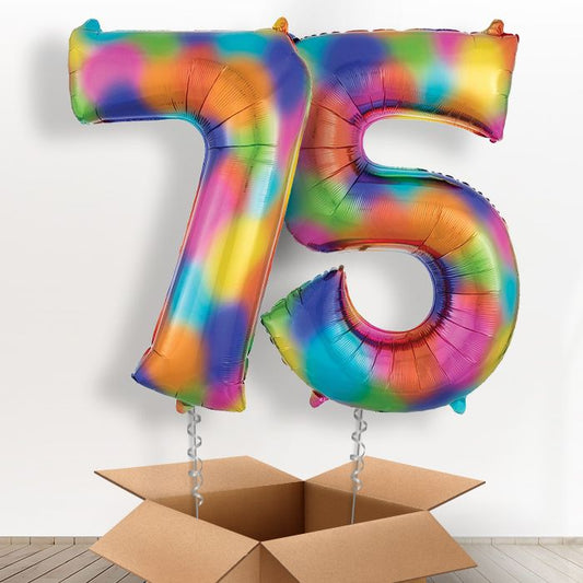 75 Helium Balloons in a Box - Rainbow