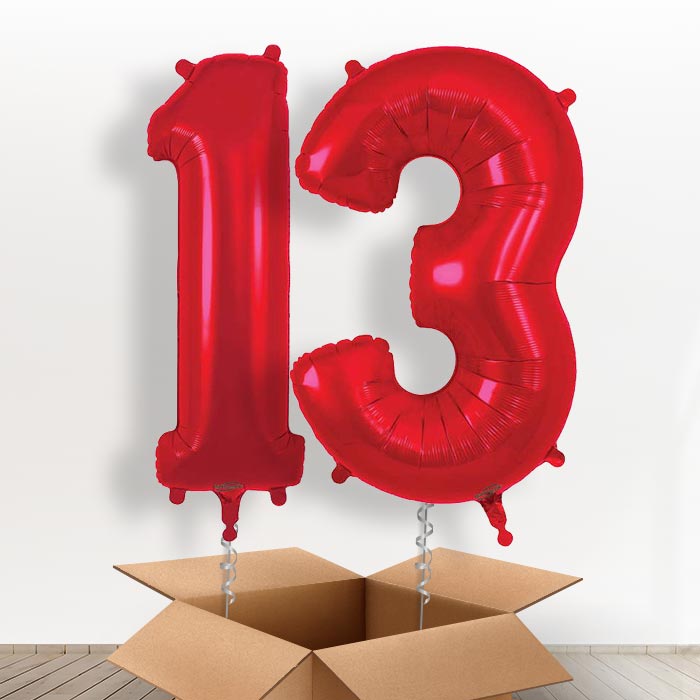 Red 13 Balloons in a Box