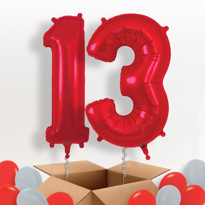 Red 13 Balloons in a Box